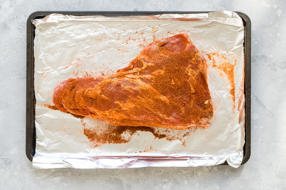 Tri tip with rub on it before being smoked. 