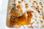 Sweet potato casserole in a baking dish.