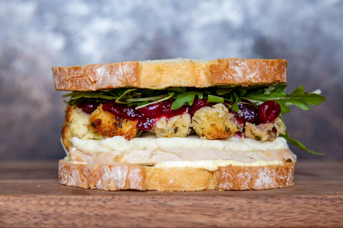 A Thanksgiving Leftovers sandwich.