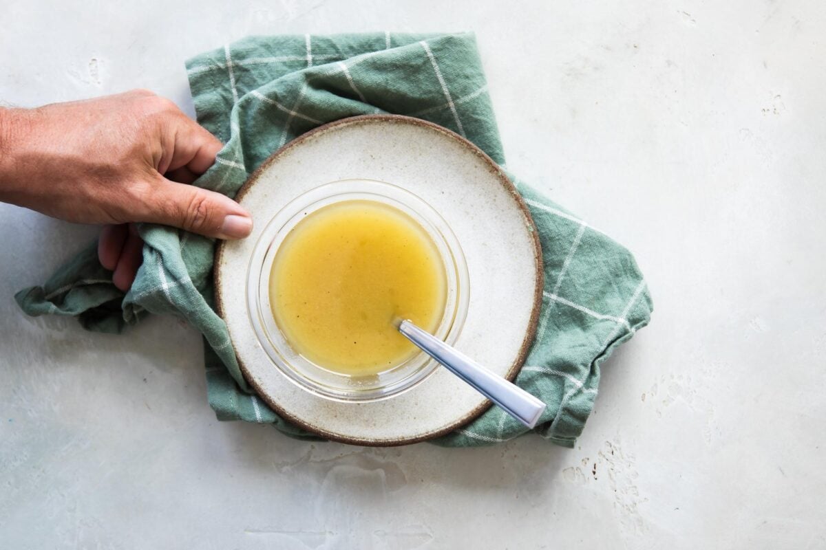 A bowl of apple cider vinaigrette.