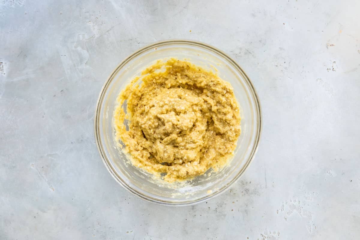 Matzo ball dough in a bowl.