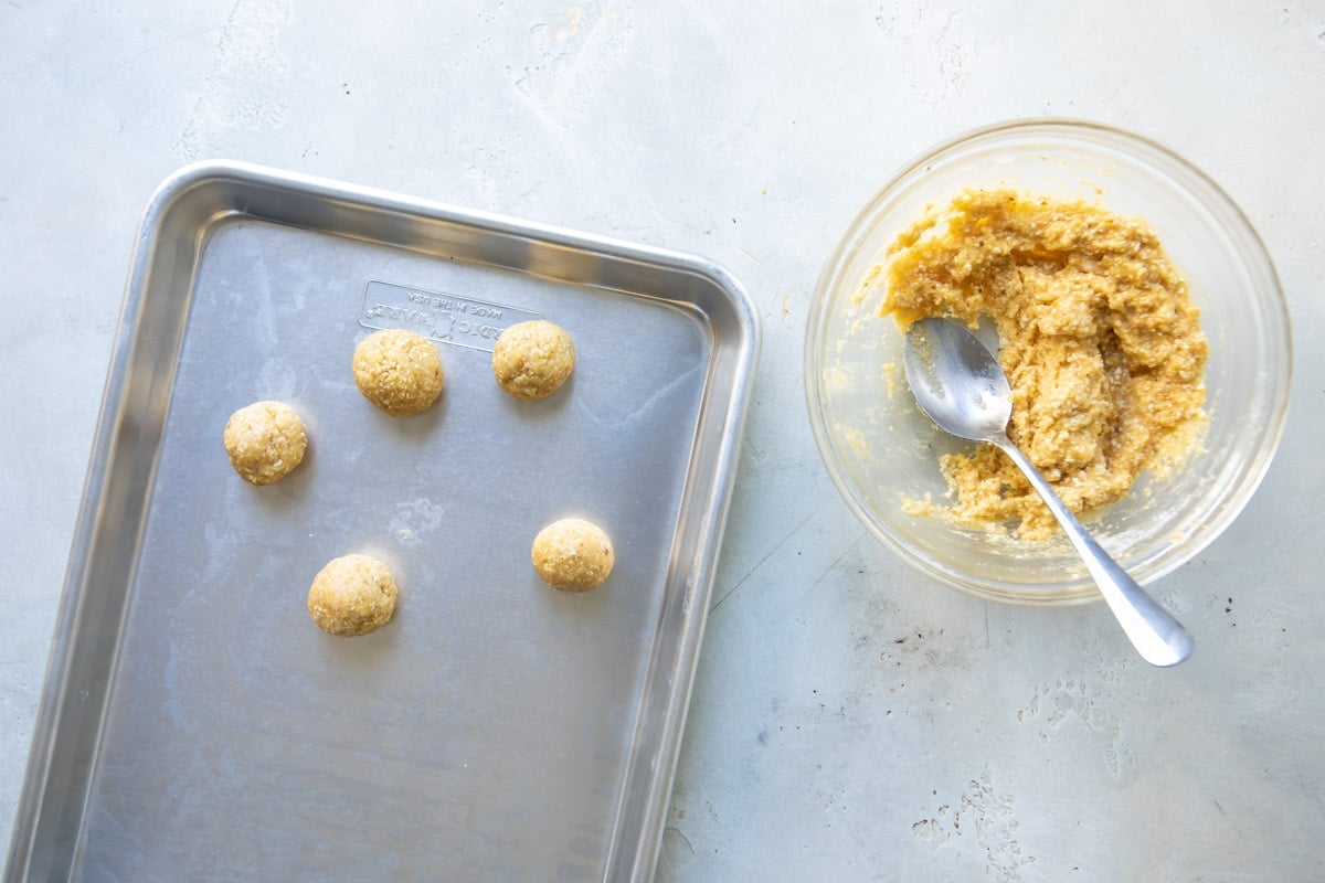 Making matzo balls for matzo ball soup.