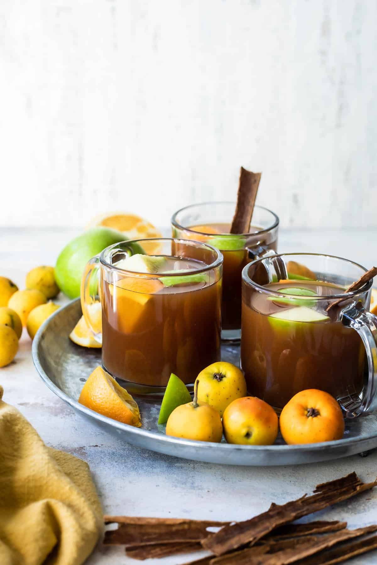 A simmering pot of Mexican Christmas Punch.