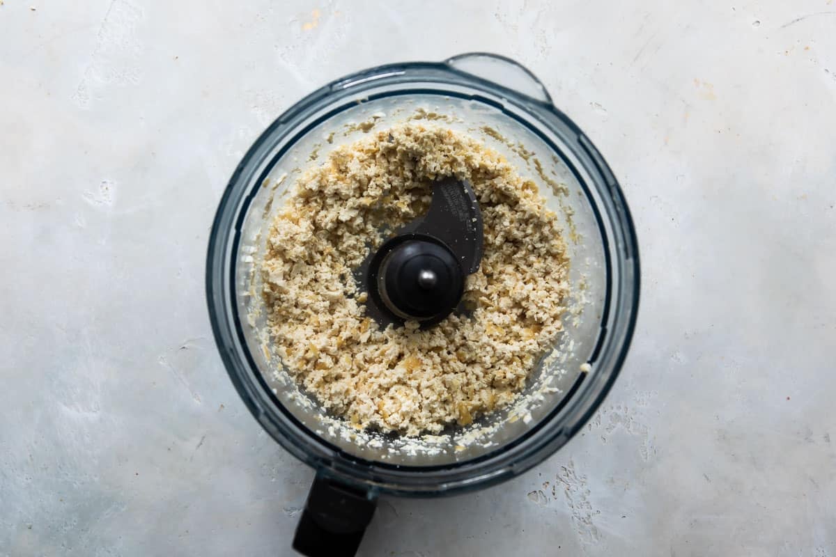 Tofu in a food processor.