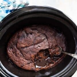 Chocolate lava cake in a slow cooker.