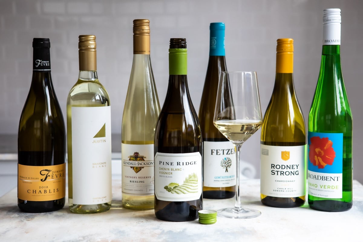 A collection of different types of white wine.