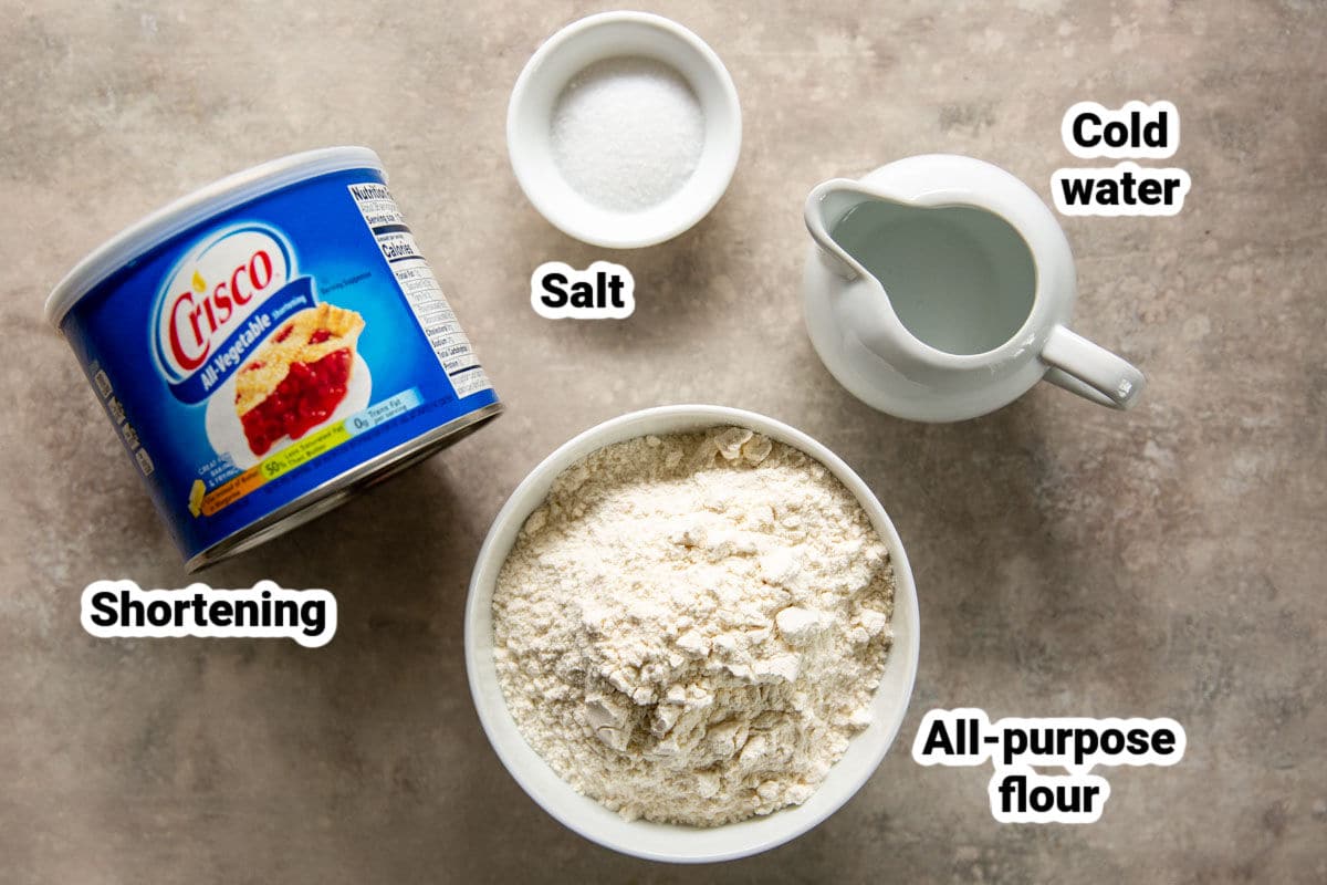 Pie crust ingredients labeled.