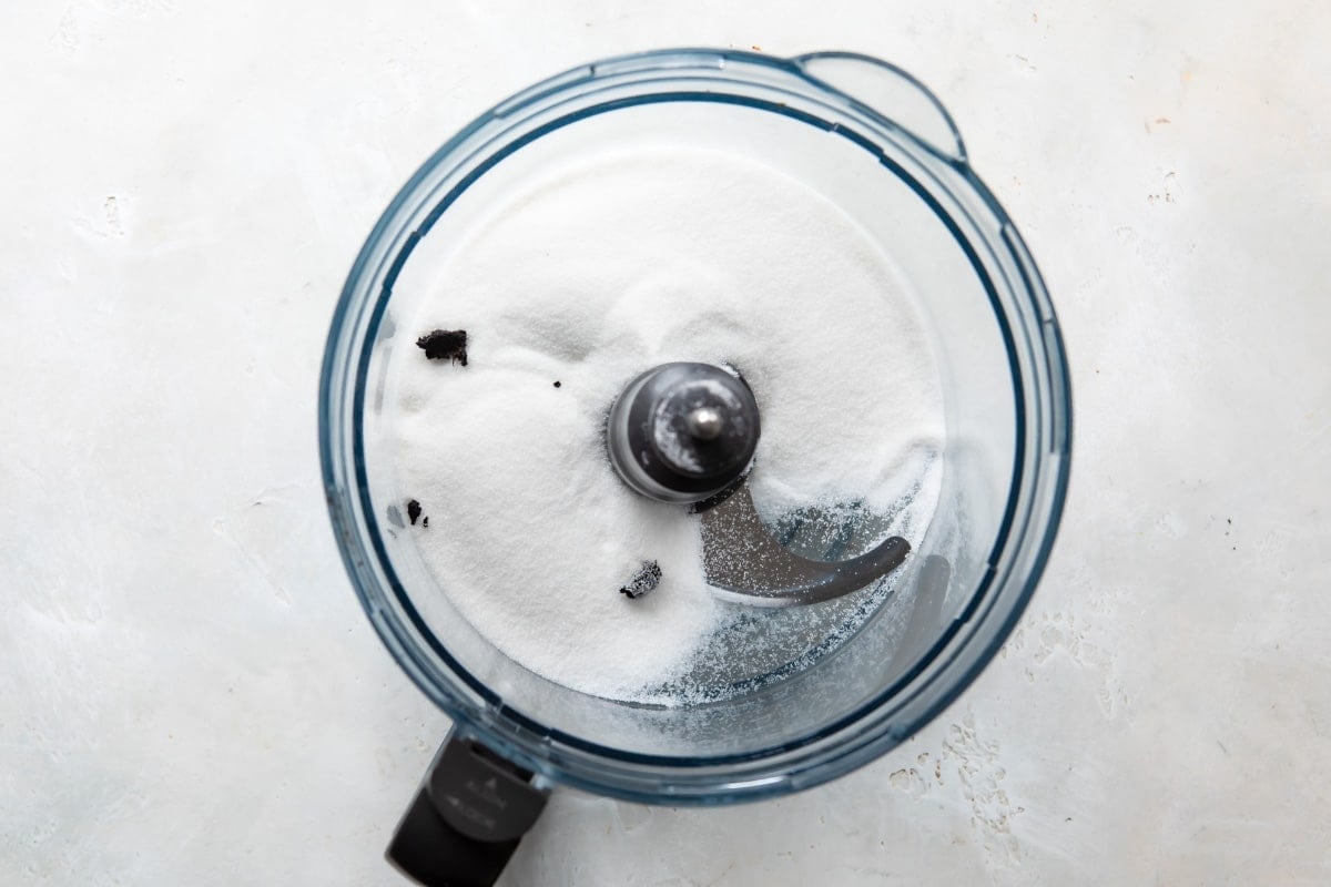 Vanilla sugar in a food processor.