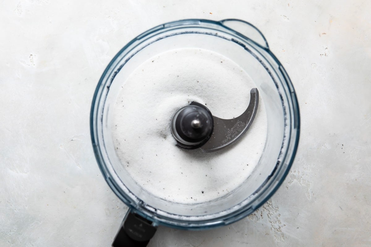 Vanilla sugar in a food processor.