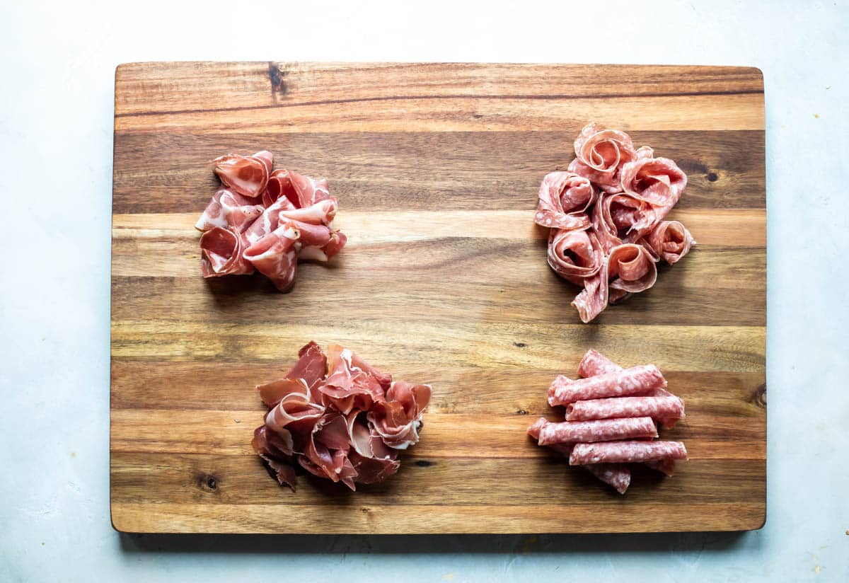 Building a charcuterie board by the qudrant.