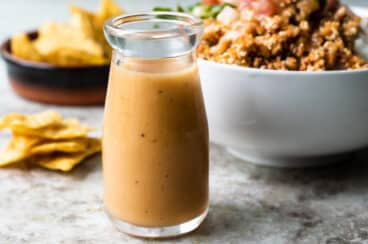 Chipotle honey vinaigrette in a dressing bottle.