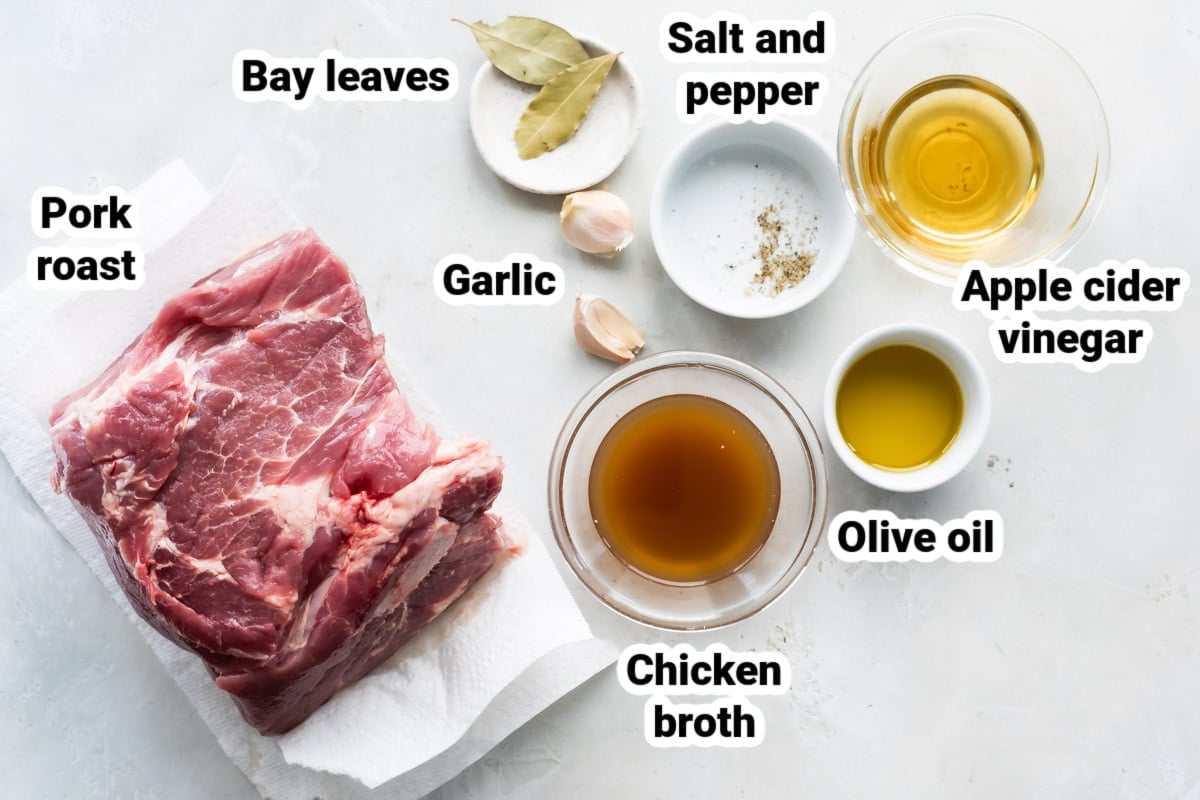 Labeled ingredients for pulled pork.