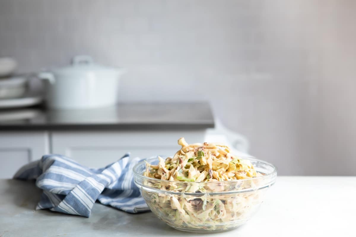 A bowl of smoky, chipotle-flavored coleslaw.