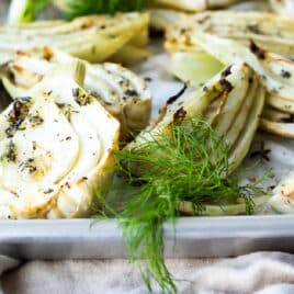 Roasted Fennel on a baking sheet.