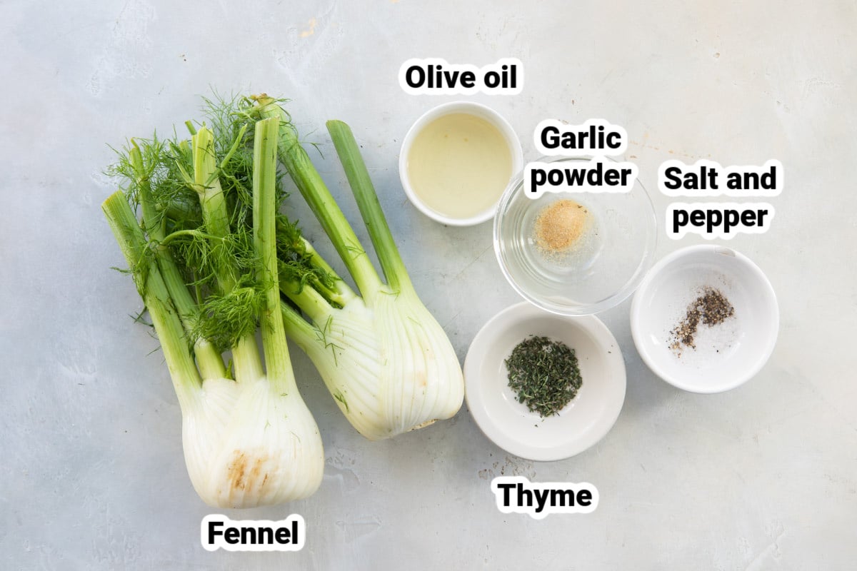 Labeled ingredients for roasted fennel.