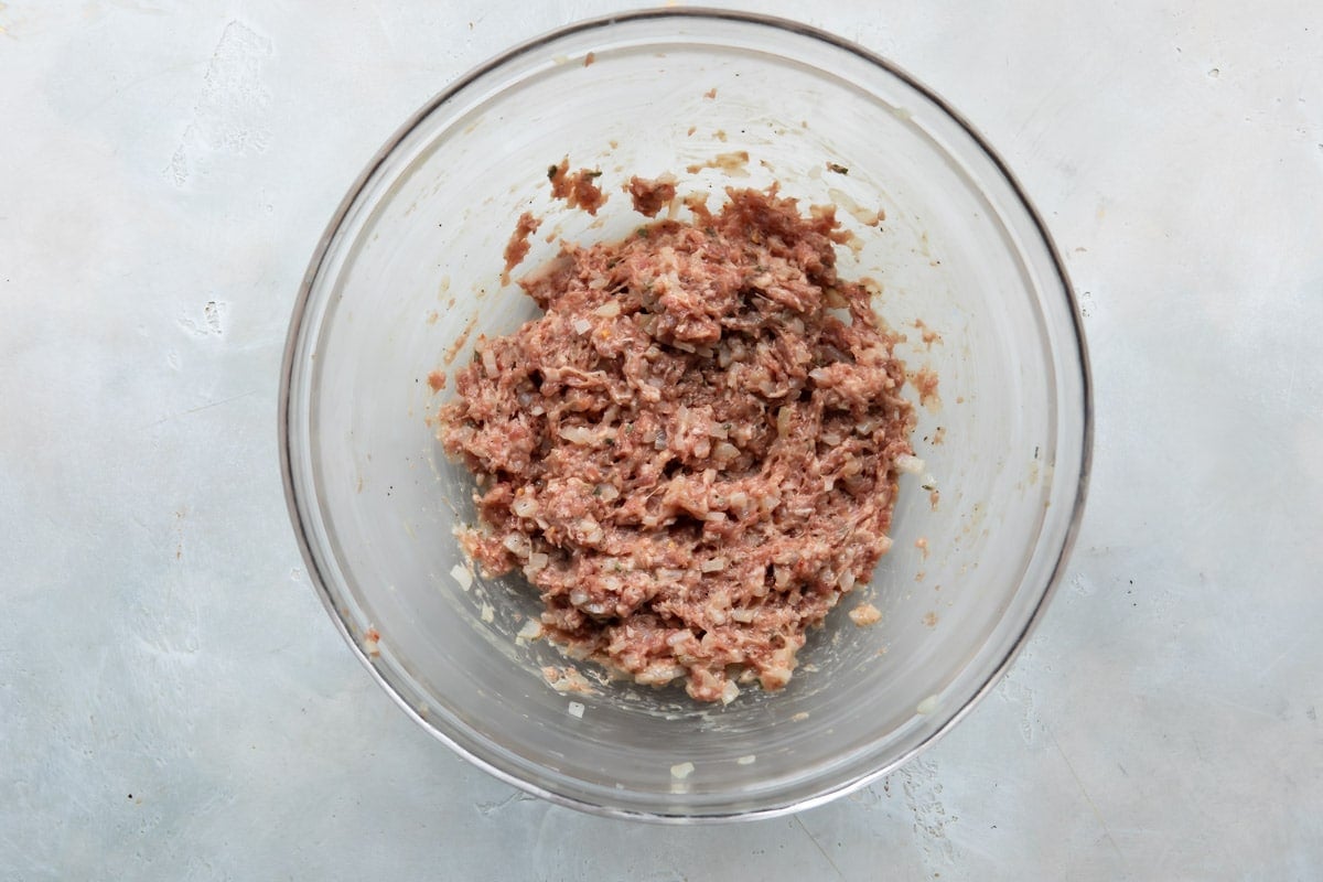 Meat mixture for sausage rolls.