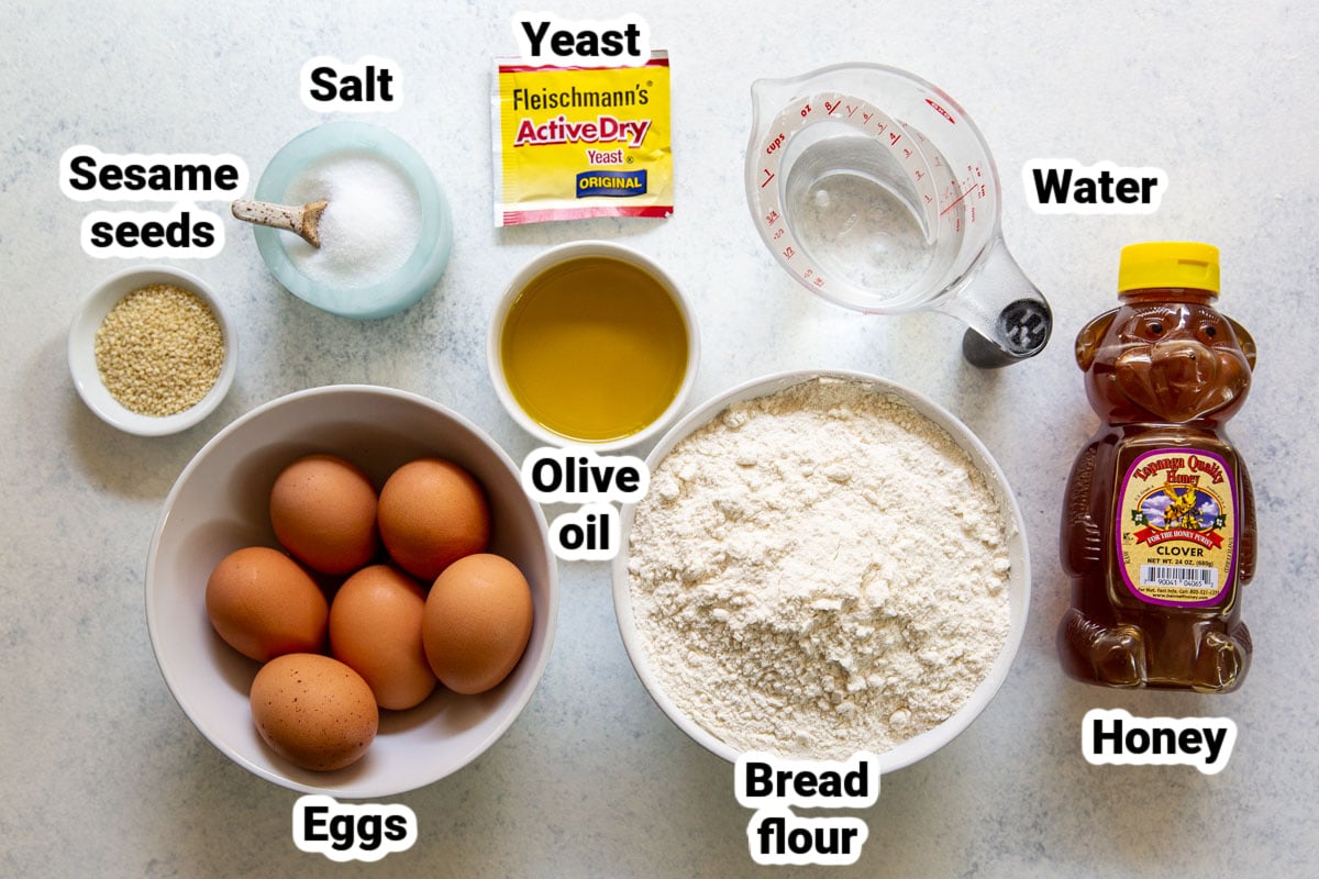Labeled ingredients for Challah.