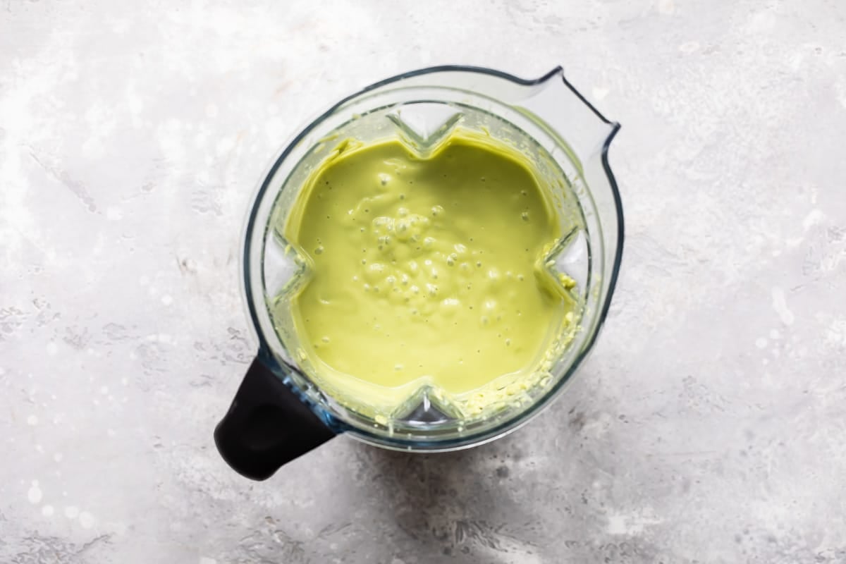 Avocado sauce in a blender.