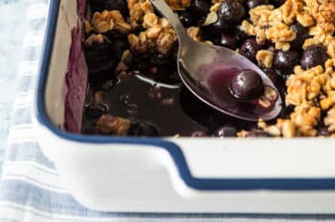 A fully-baked Blueberry Crisp.