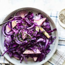A bowl of braised red cabbage.