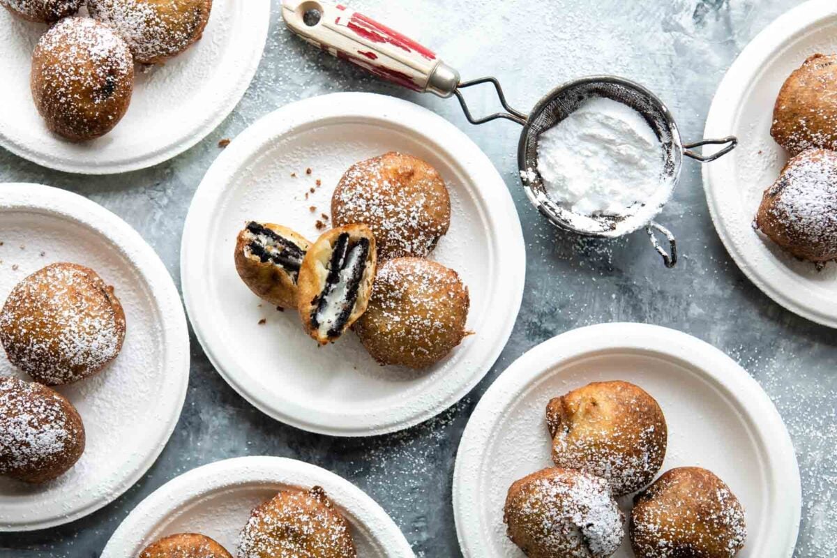 Plates full of deep-fried oreos.