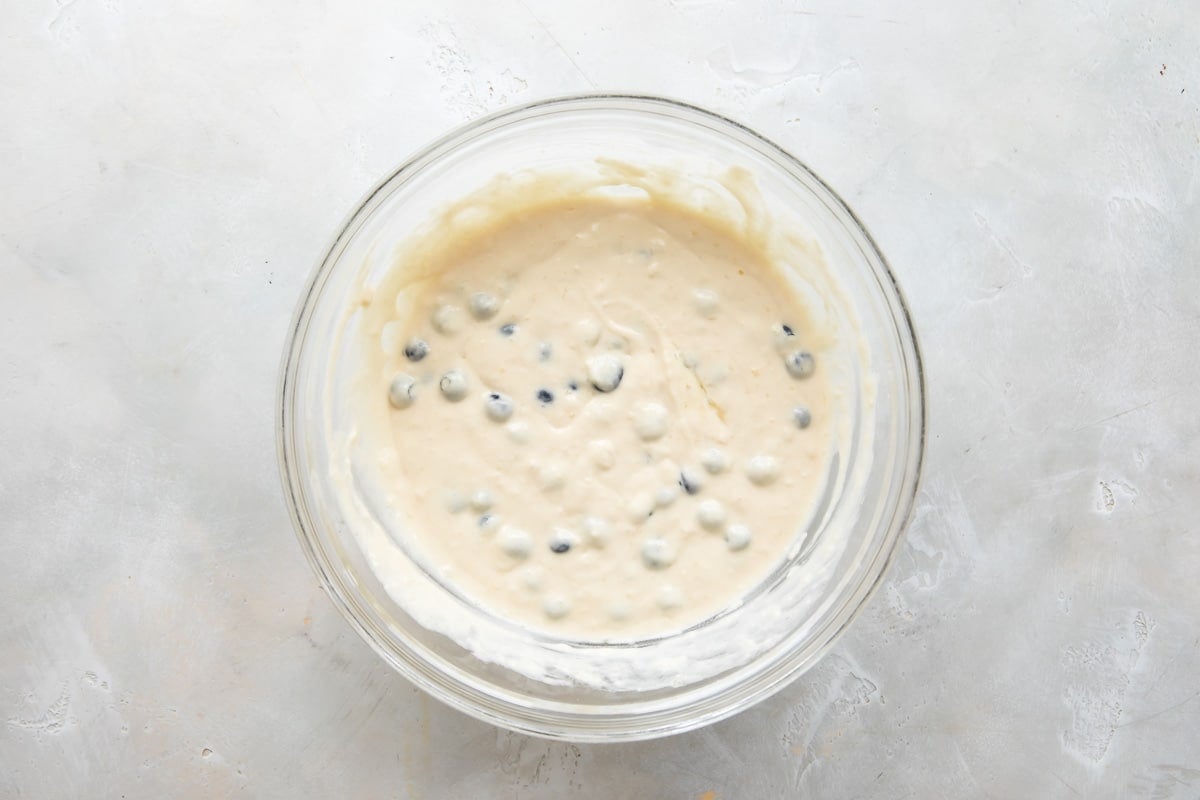 Pancake batter in a bowl.