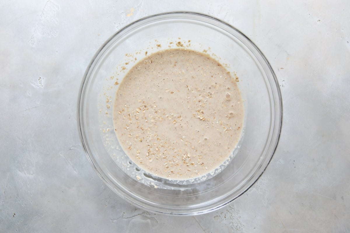 Pancake batter in a bowl.