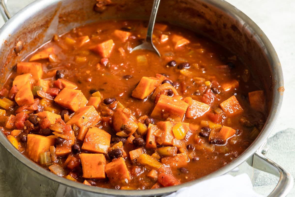 A pot of sweet potato chili.