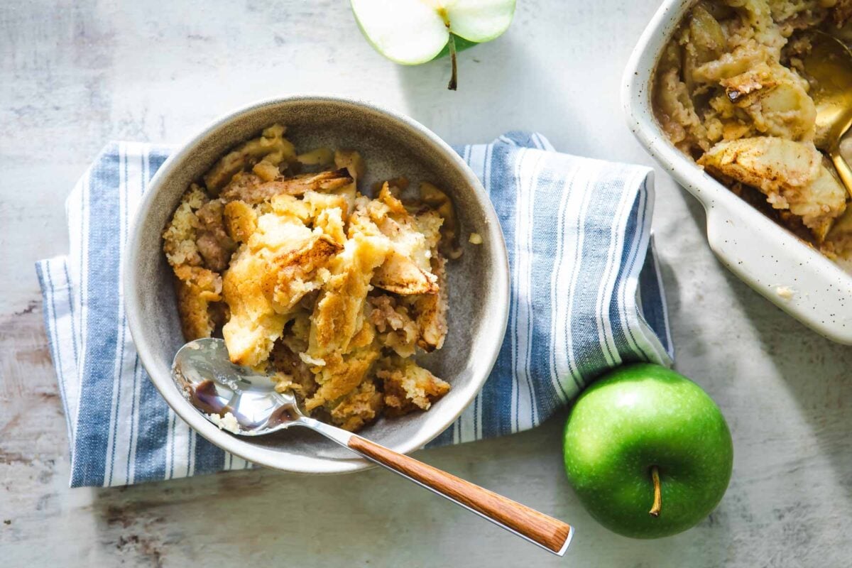 A dish of apple cobbler.