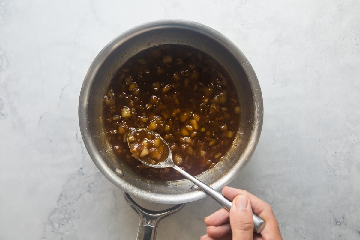 A glaze for ham made with pineapple, lemon juice, and mustard.