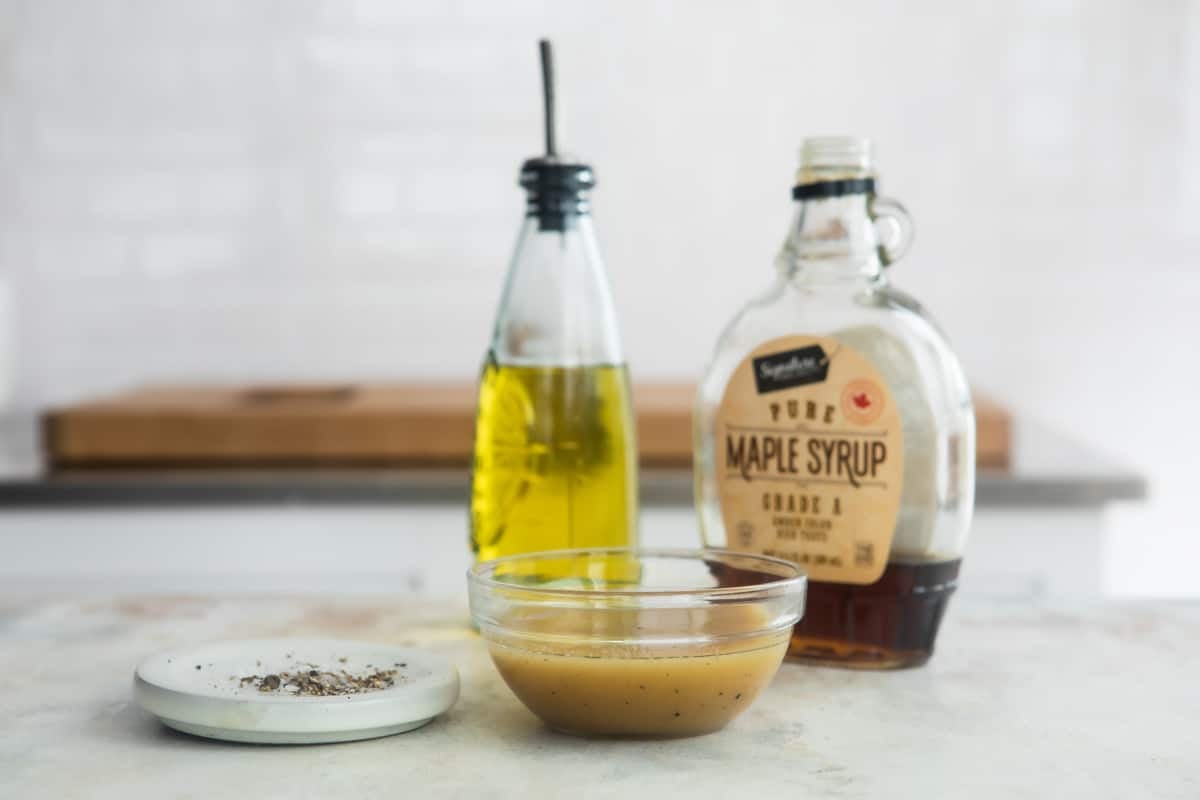 A bowl of apple cider vinaigrette.