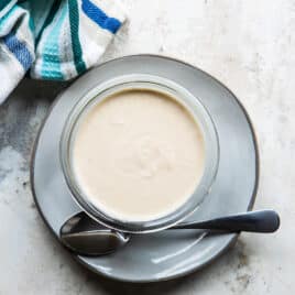 A bowl of vegan cashew cream.