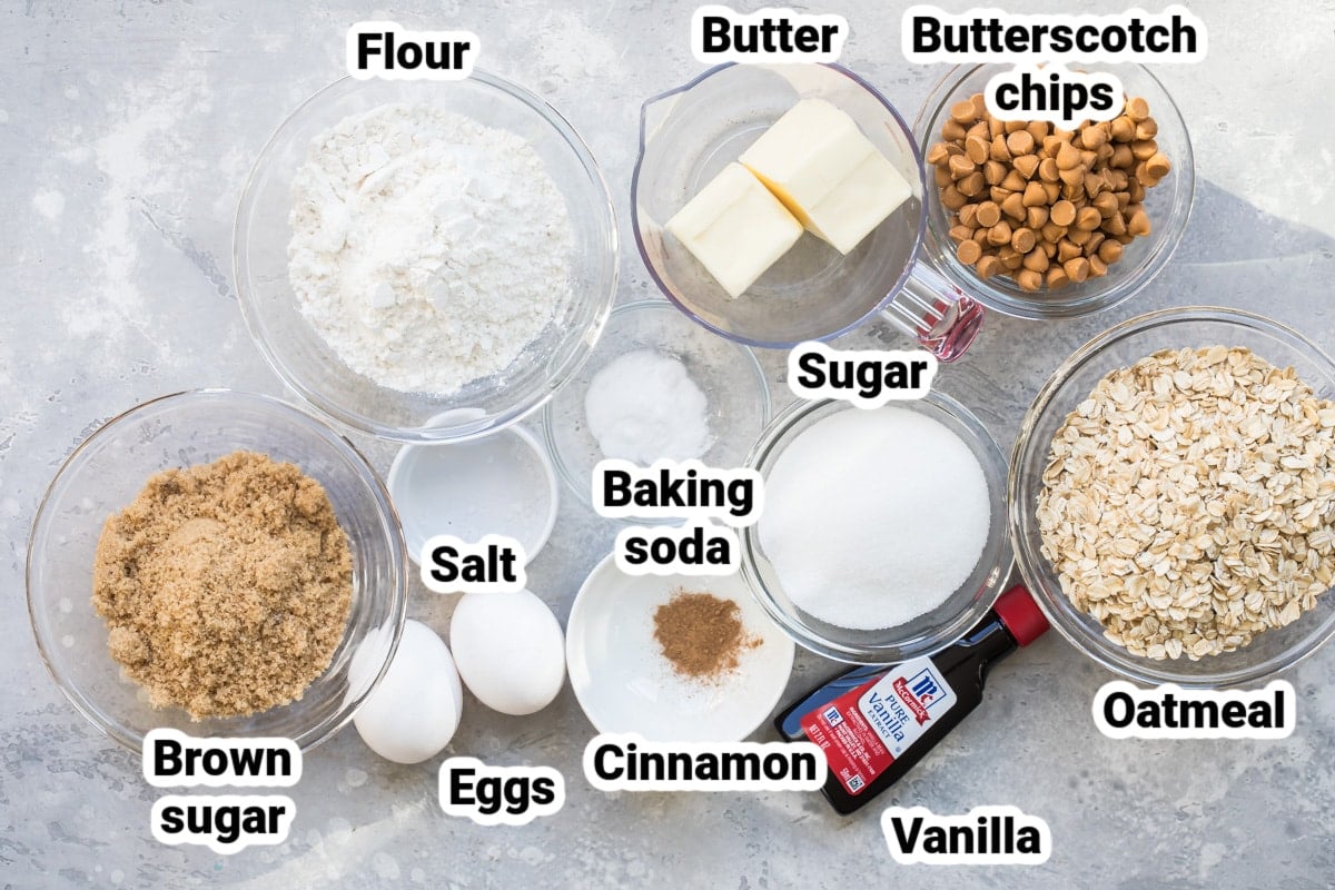 Oatmeal scotchies ingredients labeled.
