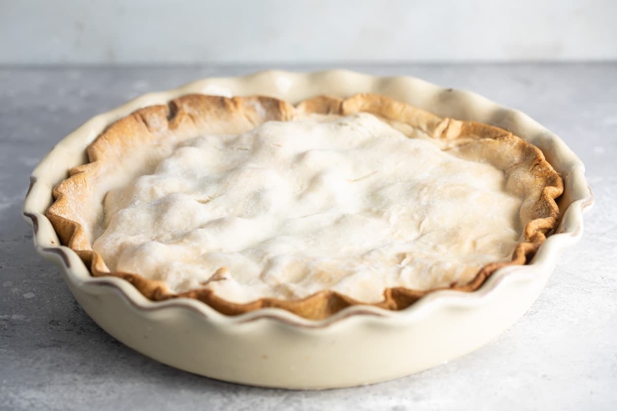 A baked turkey pot pie.