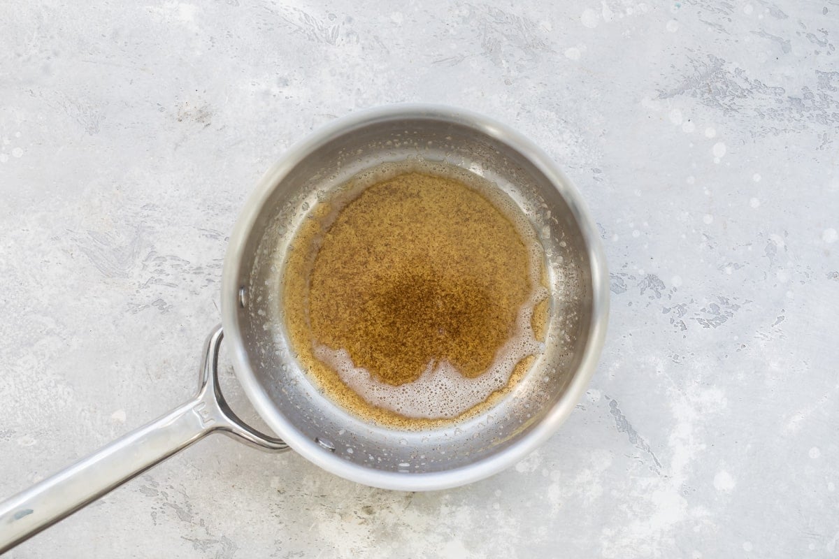 Browning butter for lemon butter garlic sauce.