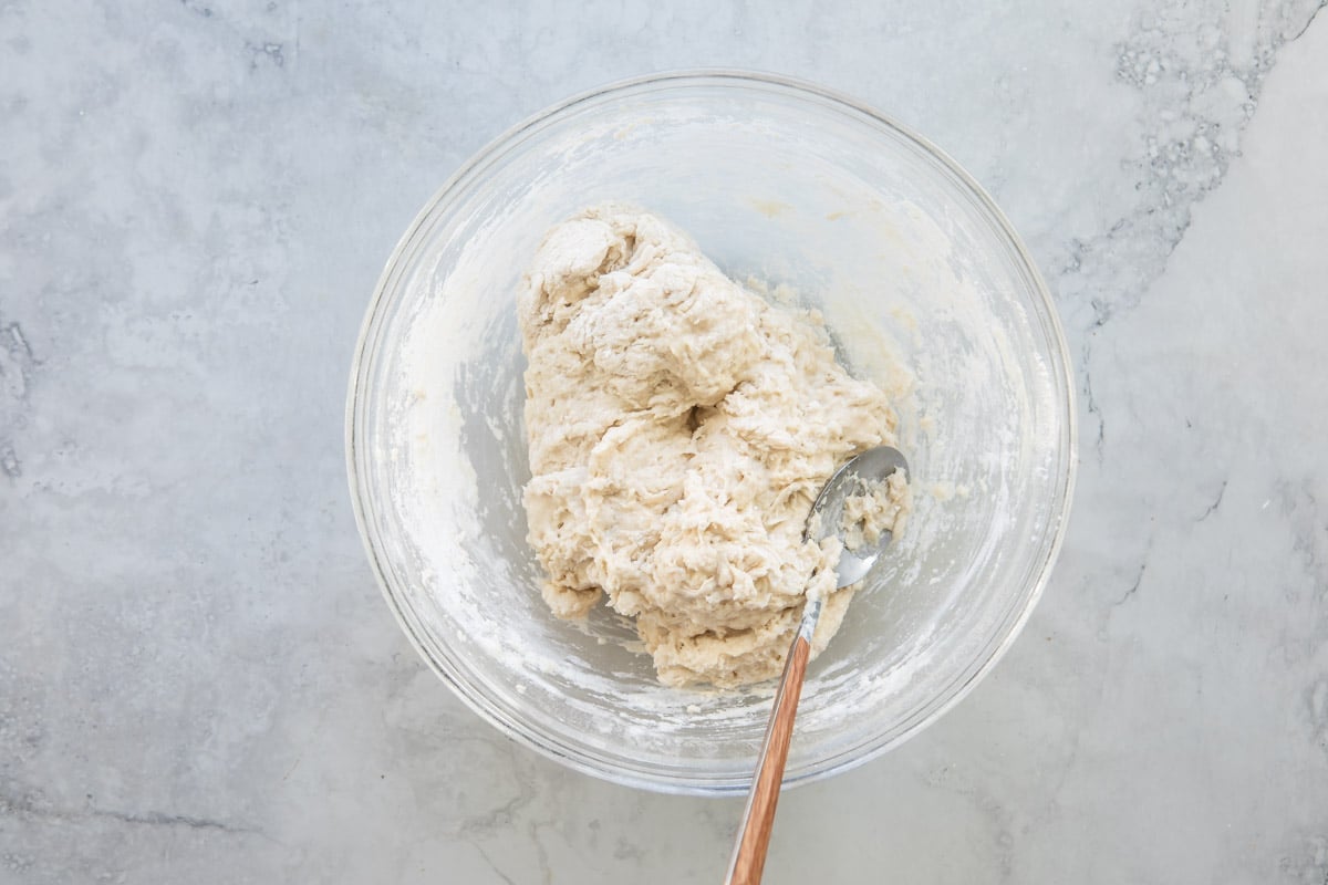 Beer bread batter in a bowl.