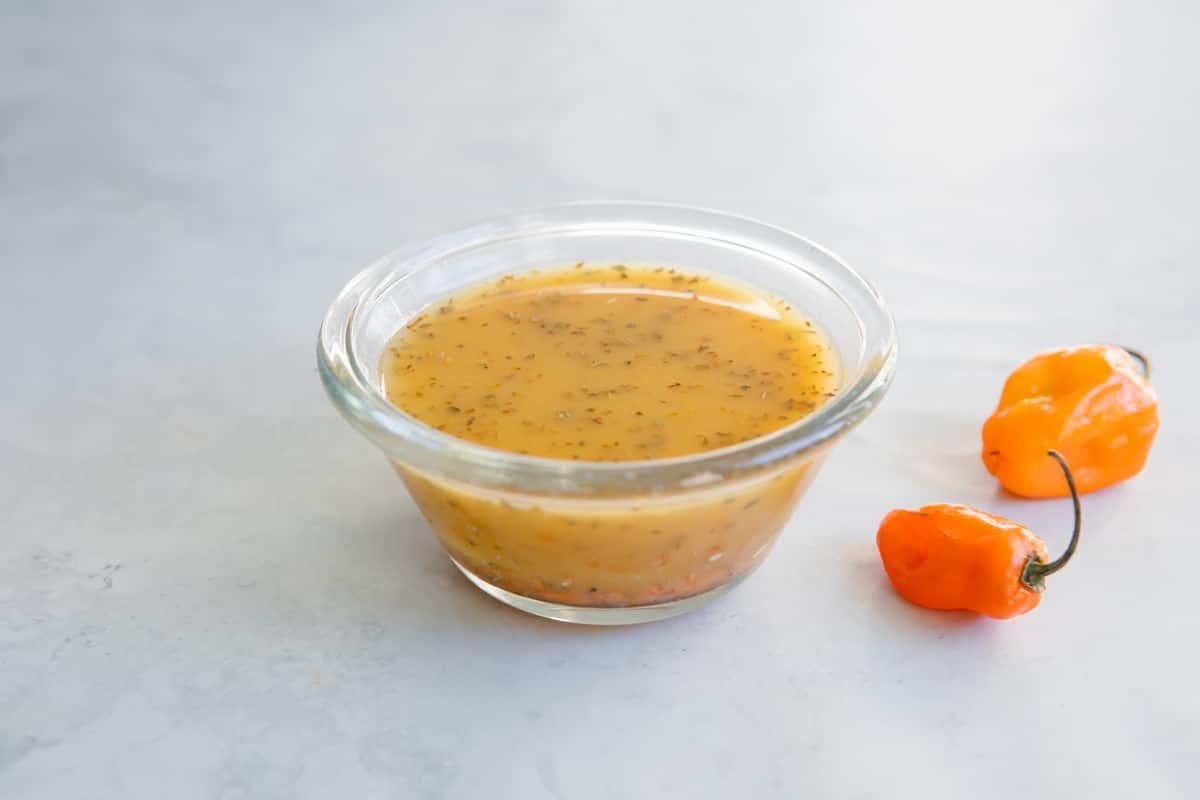 A bowl of habañero vinaigrette.
