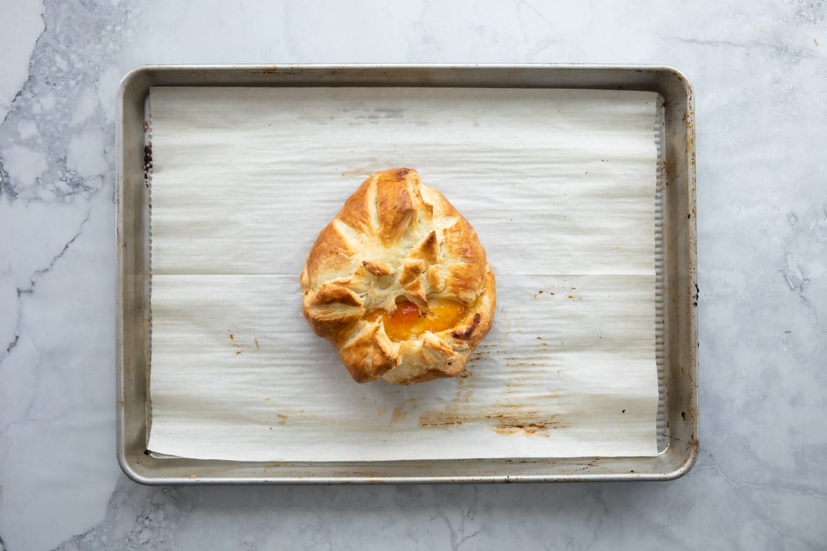 A baked wheel of brie.