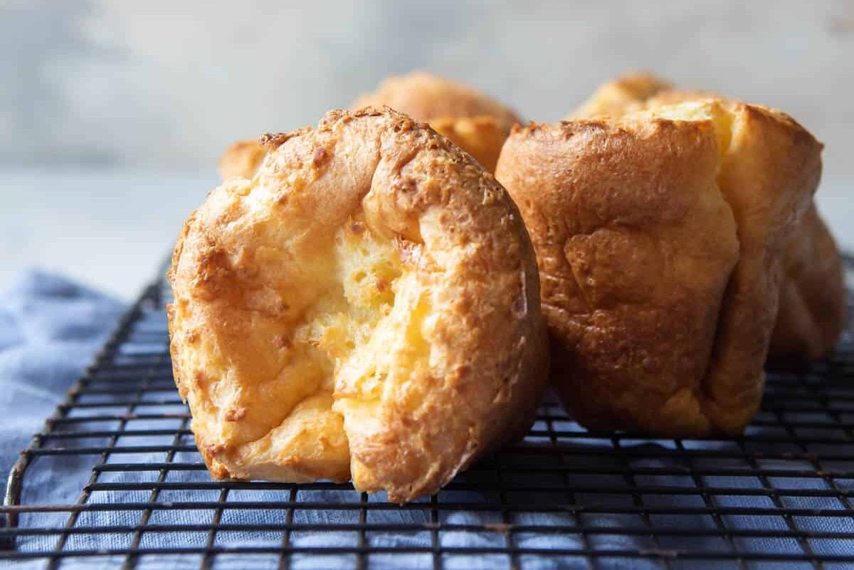 Baked popovers in a popover pan.