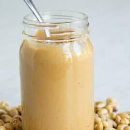 A jar of homemade cashew butter.