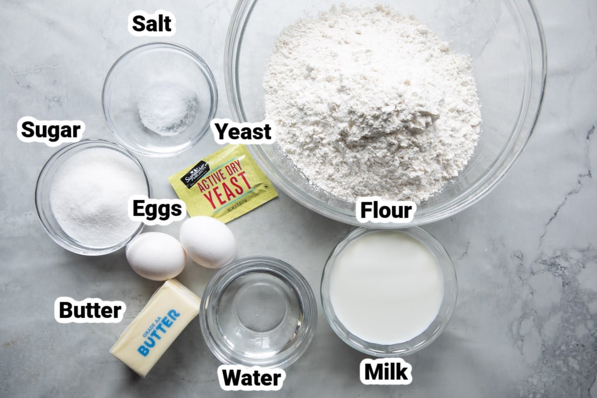 Labeled ingredients for homemade crescent rolls.