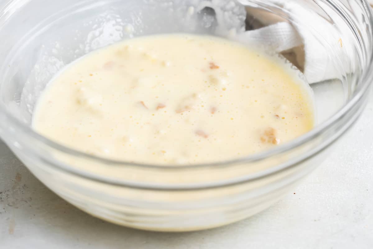 A bowl of panade to make meatballs.