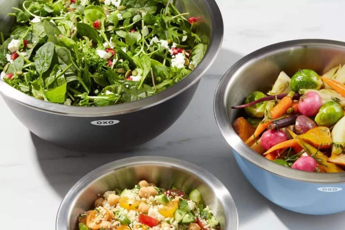 6. Best Non-Slip Mixing Bowls: OXO Good Grips 3-Piece Stainless Steel Mixing Bowl Set