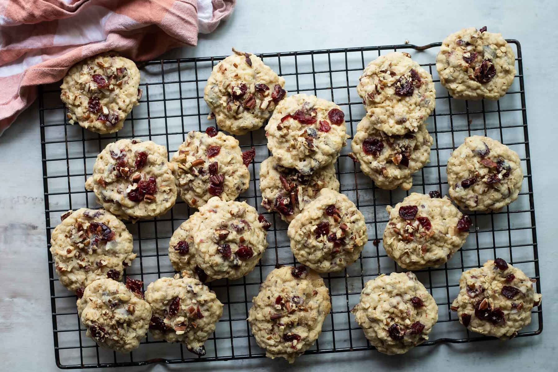 Breakfast cookies on a cooling rack.