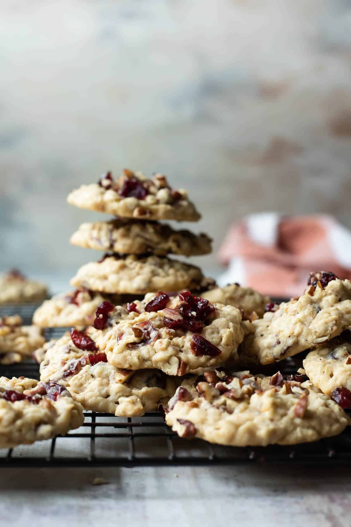 Breakfast cookies on a cooling rack.