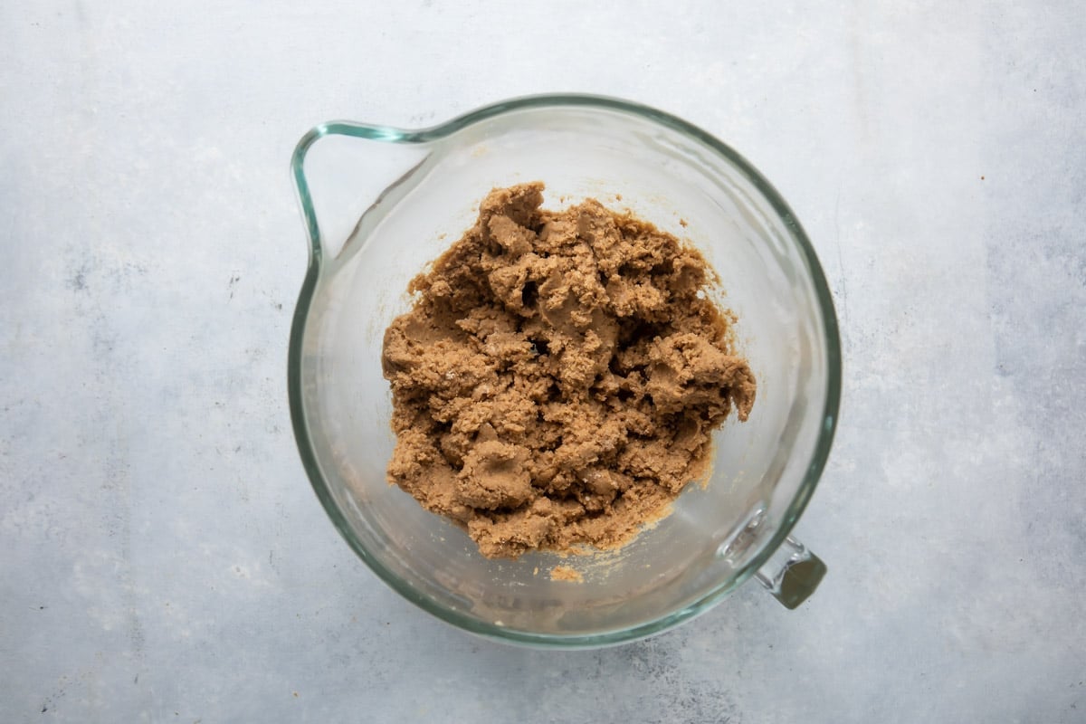 Graham cracker dough in a mixing bowl.