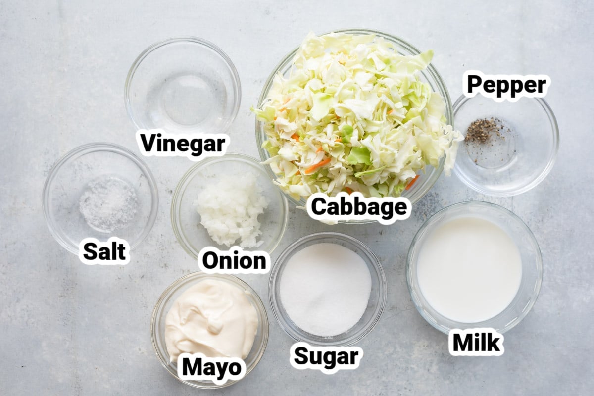 Labeled ingredients for KFC Coleslaw.