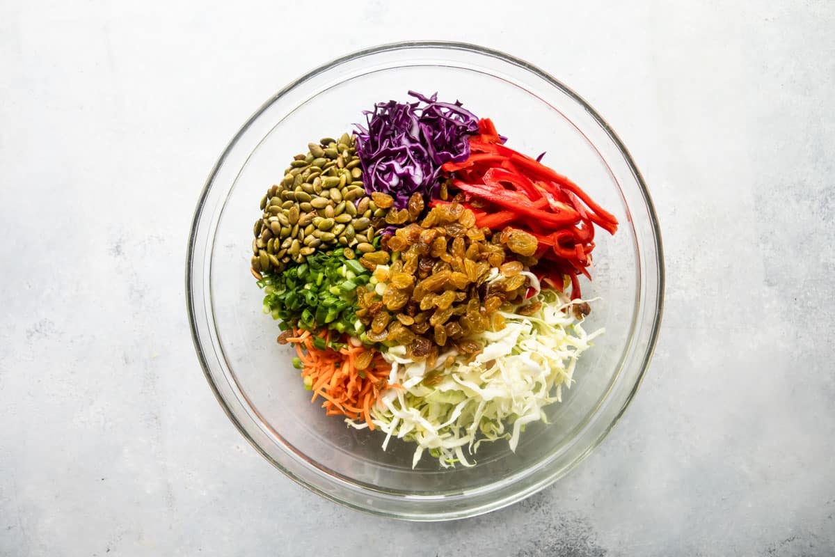 A bowl of cabbage salad.