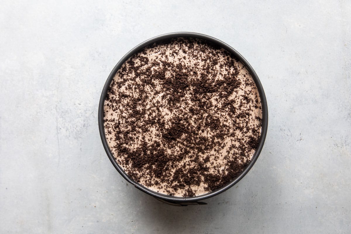 A Frosty cheesecake before being frozen.