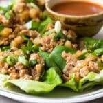 Chicken Lettuce Wraps on a white platter.